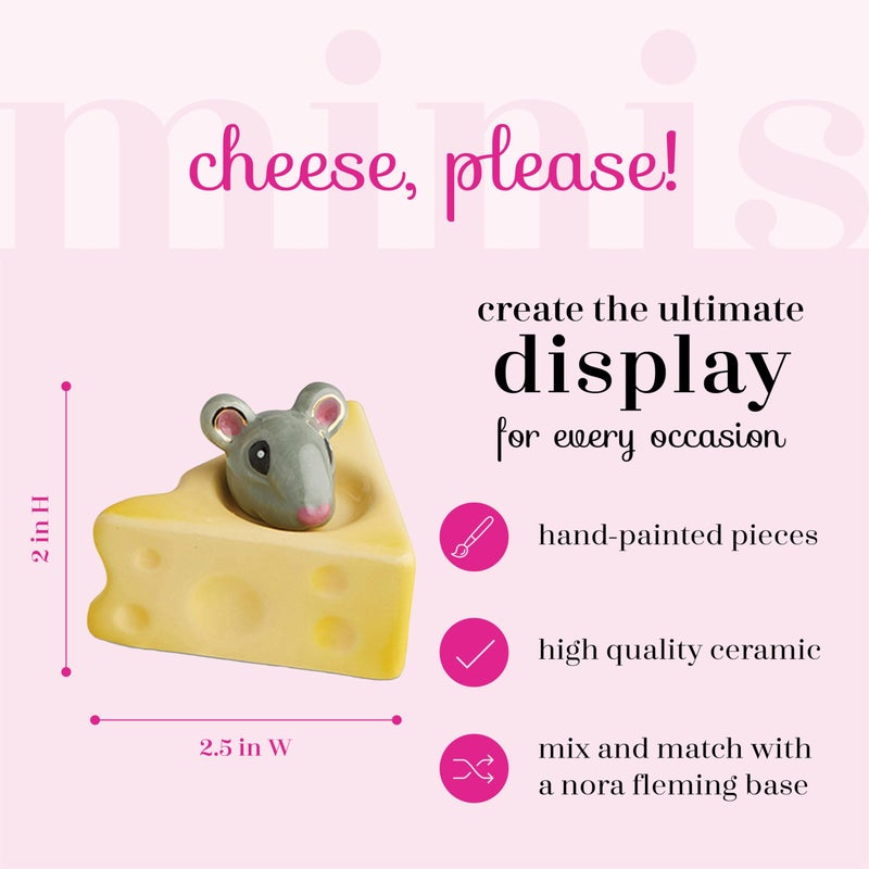 nf nora fleming Nora Fleming Hand-Painted Mini: Cheese, Please (Mouse and Cheese) A223 - Image 2
